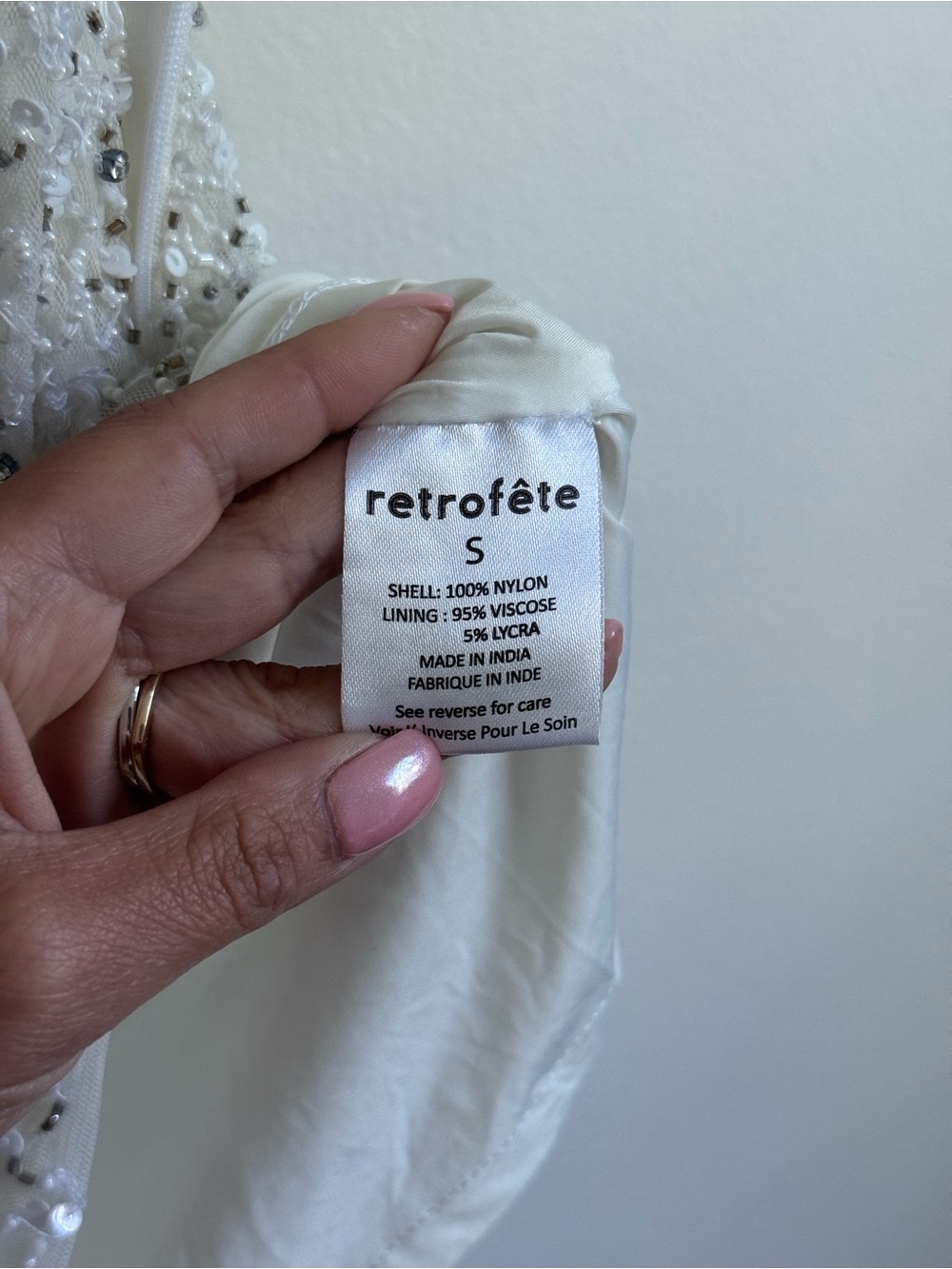 Retrofete Carnegie Sequin white silver beaded dress size small NWT - Picture 9 of 14